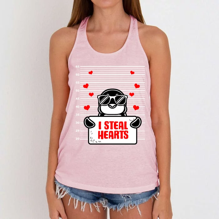 Penguin Valentines Day Animal Bird Lover Penguin Gift Women's Knotted Racerback Tank