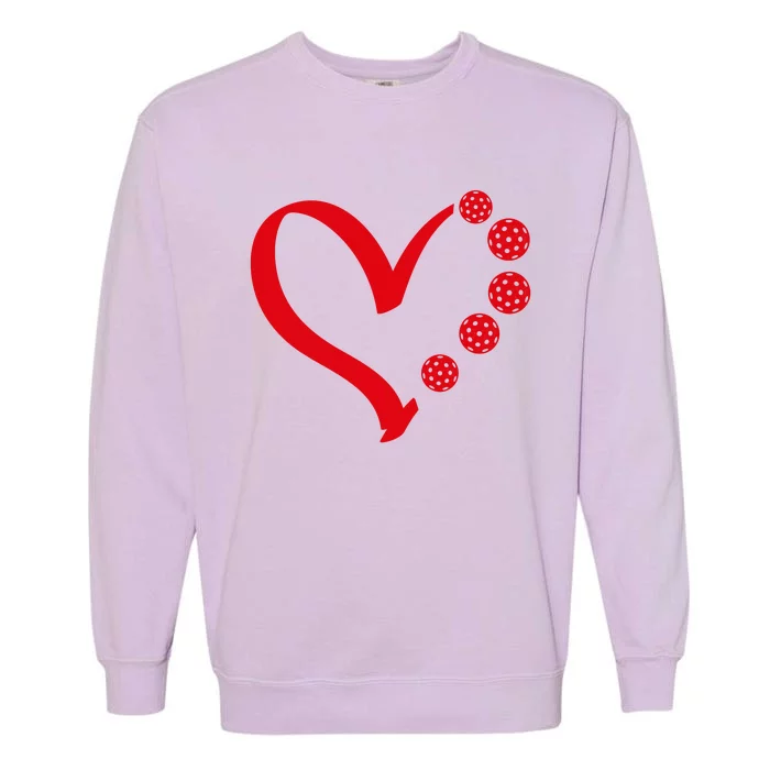 Pickleball Valentine Day Heart Pickleball Garment-Dyed Sweatshirt