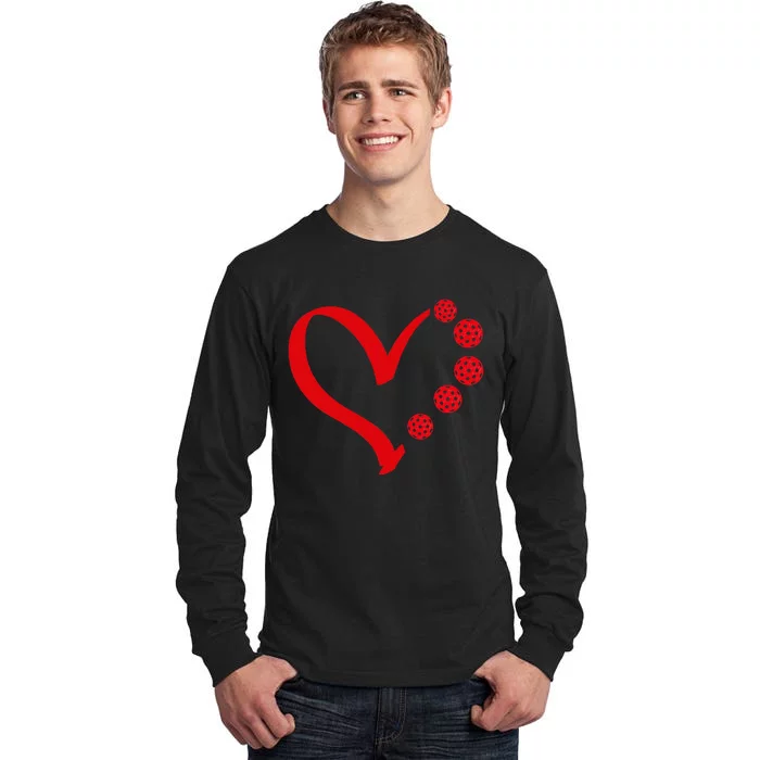 Pickleball Valentine Day Heart Pickleball Tall Long Sleeve T-Shirt