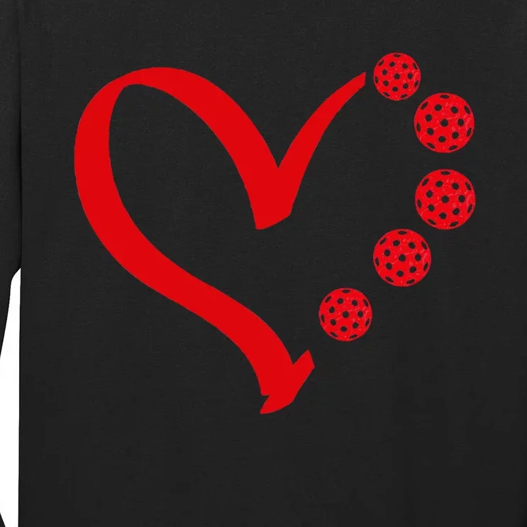 Pickleball Valentine Day Heart Pickleball Tall Long Sleeve T-Shirt