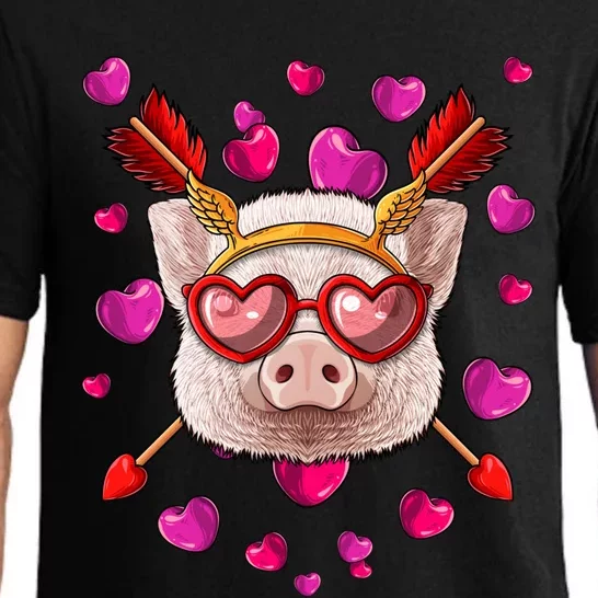 Pig Valentines Day Animal Face Heart Glass Love Arrows Funny Gift Pajama Set