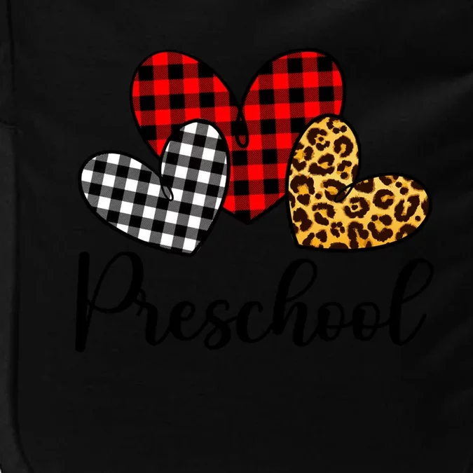 Preschool Valentines Day Red Plaid Leopard Family Matching Gift Impact Tech Backpack