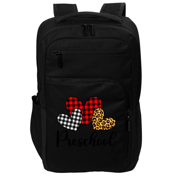 Preschool Valentines Day Red Plaid Leopard Family Matching Gift Impact Tech Backpack