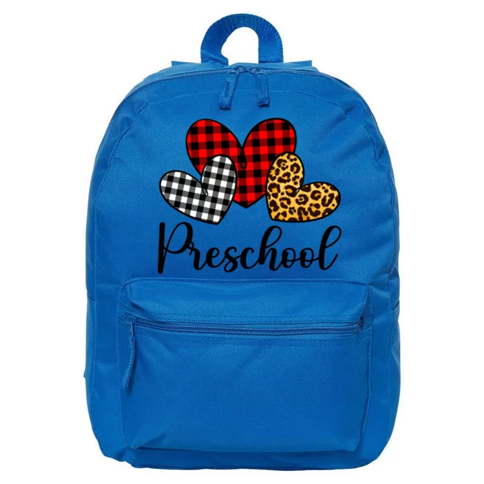 Preschool Valentines Day Red Plaid Leopard Family Matching Gift 16 in Basic Backpack