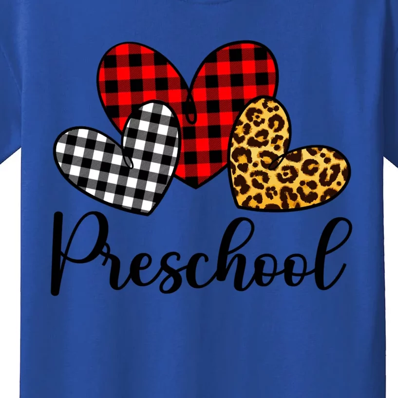 Preschool Valentines Day Red Plaid Leopard Family Matching Gift Kids T-Shirt