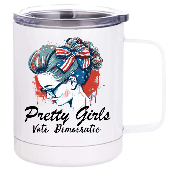 Pretty Vote Democratic Funny Conservative Cute Gift Front & Back 12oz Stainless Steel Tumbler Cup