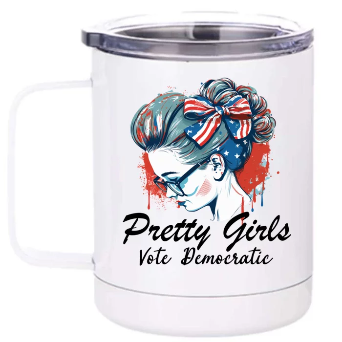 Pretty Vote Democratic Funny Conservative Cute Gift Front & Back 12oz Stainless Steel Tumbler Cup