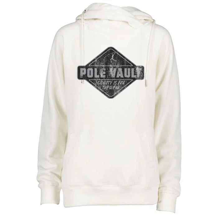 Pole Vault Distressed Vintage Look Pole Vaulting Womens Funnel Neck Pullover Hood