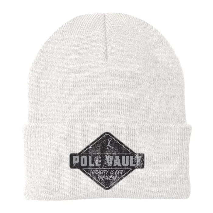 Pole Vault Distressed Vintage Look Pole Vaulting Knit Cap Winter Beanie