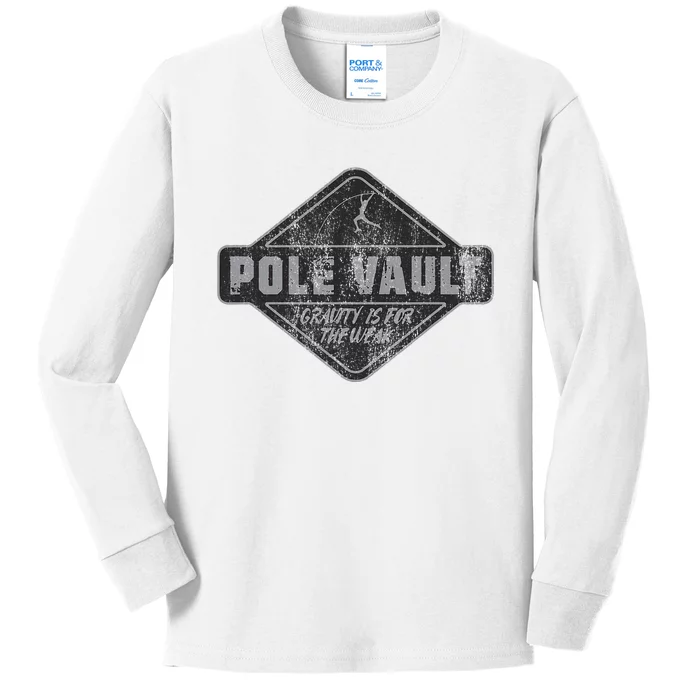 Pole Vault Distressed Vintage Look Pole Vaulting Kids Long Sleeve Shirt