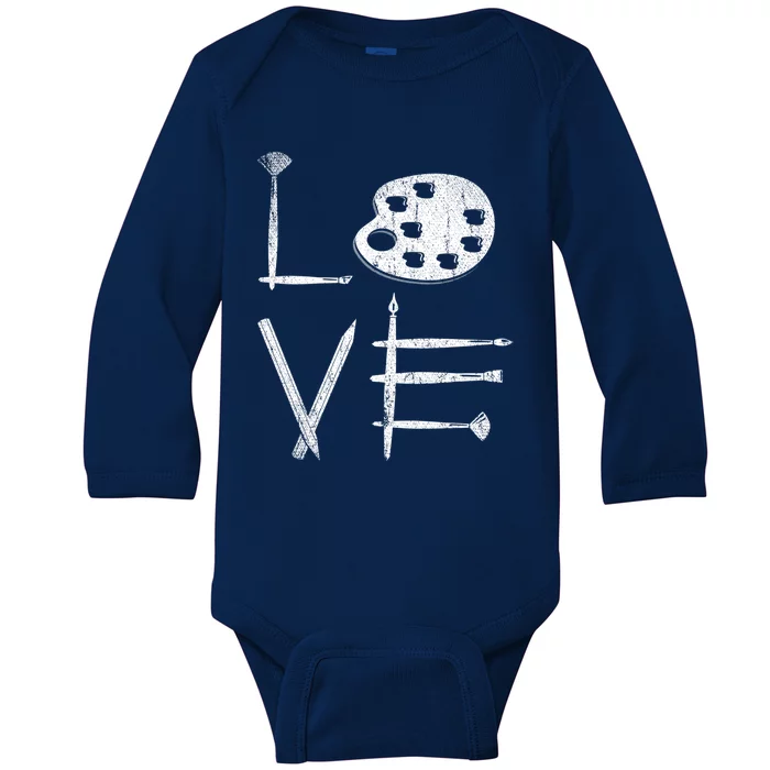 Painter Valentines Day Sketching Painter Gift Drawing Artist Meaningful Gift Baby Long Sleeve Bodysuit