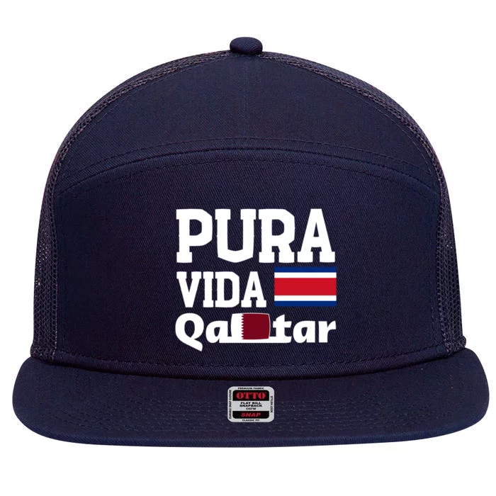 Pura Vida En Qatar 22 Costa Rica 7 Panel Mesh Trucker Snapback Hat