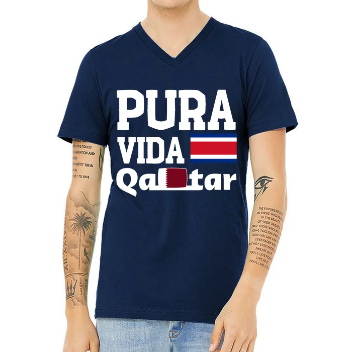 Pura Vida En Qatar 22 Costa Rica V-Neck T-Shirt