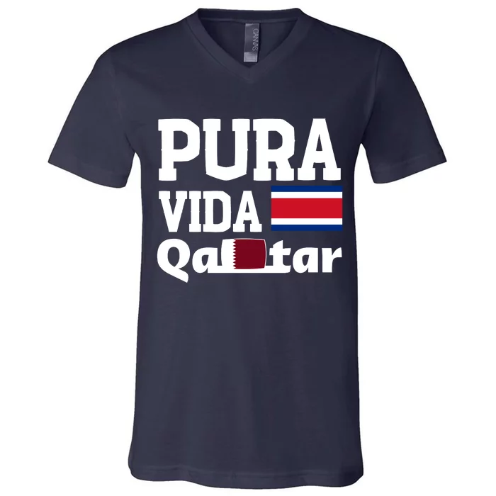 Pura Vida En Qatar 22 Costa Rica V-Neck T-Shirt