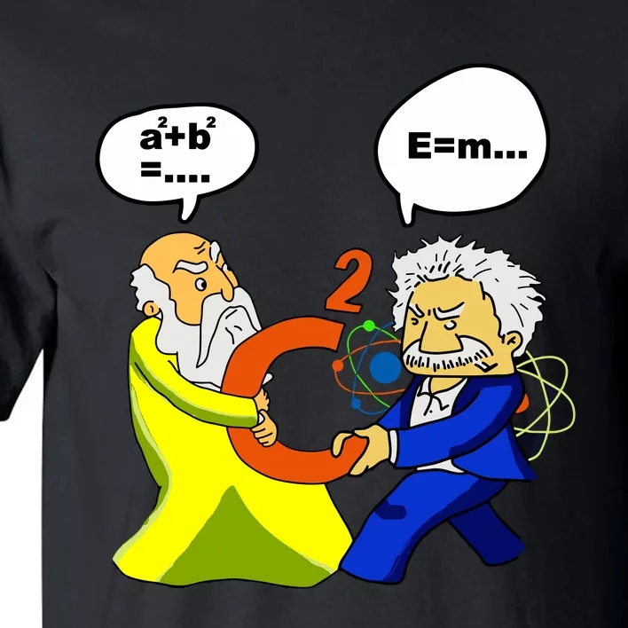 Pythagoras Vs Einstein Funny Math Science Tall T-Shirt