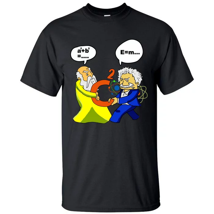 Pythagoras Vs Einstein Funny Math Science Tall T-Shirt