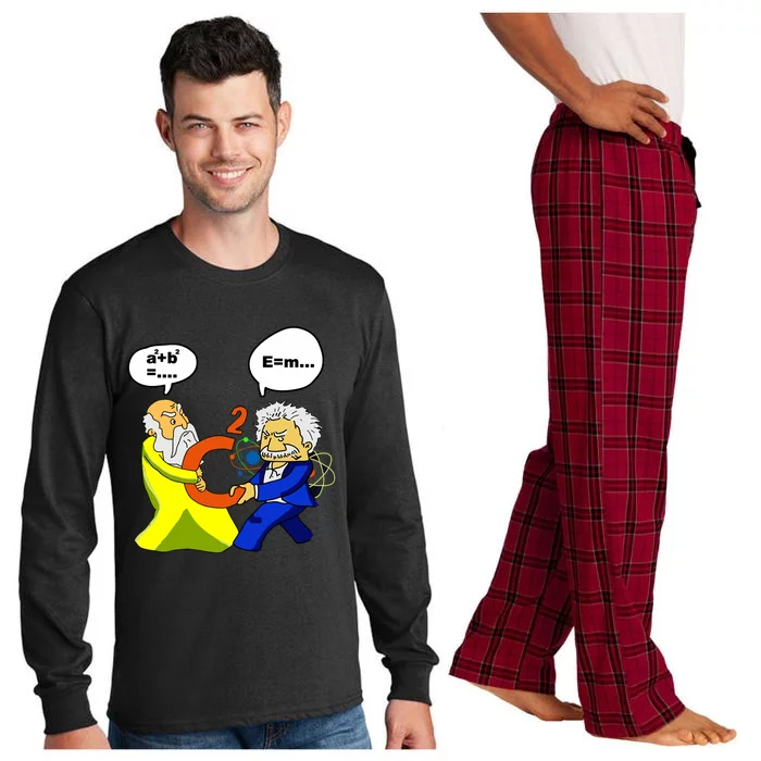 Pythagoras Vs Einstein Funny Math Science Long Sleeve Pajama Set