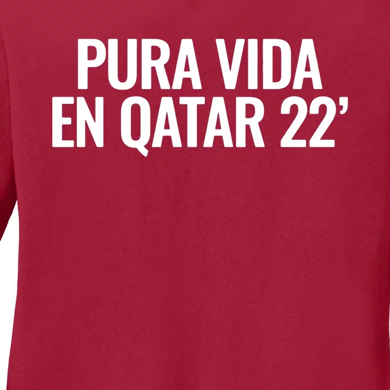 Pura Vida En Qatar 22 Costa Rica Ladies Long Sleeve Shirt