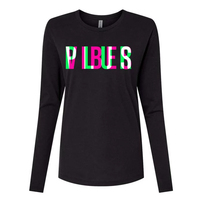 Plur Vibes Edm Rave Optical Illusion Glitch Trippy Raver Womens Cotton Relaxed Long Sleeve T-Shirt