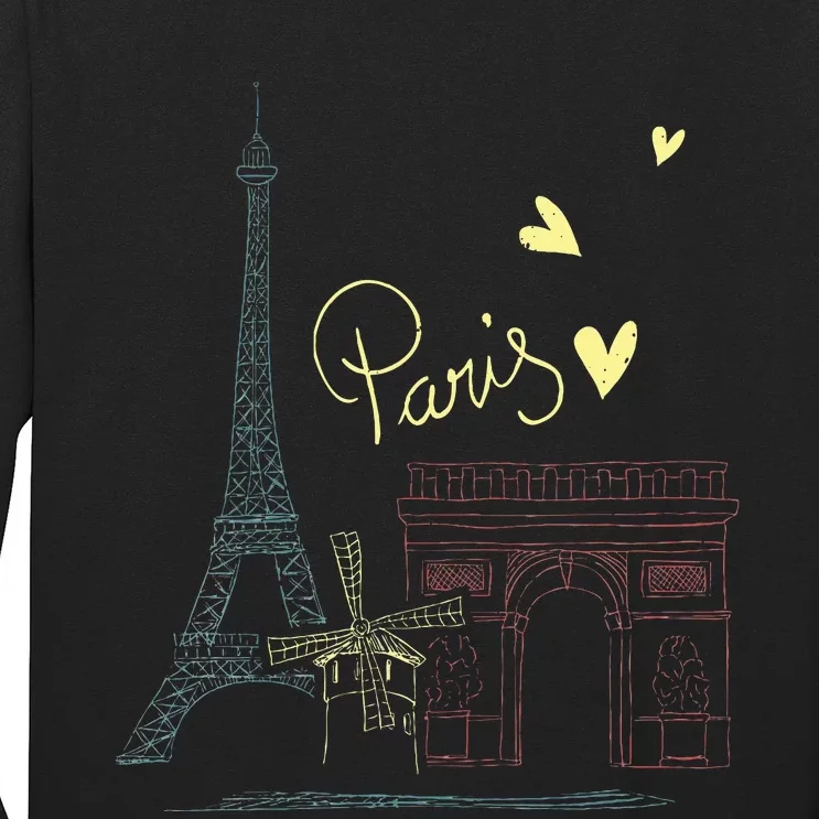 Paris Vacation France Holiday Eiffel Tower Love Paris Long Sleeve Shirt