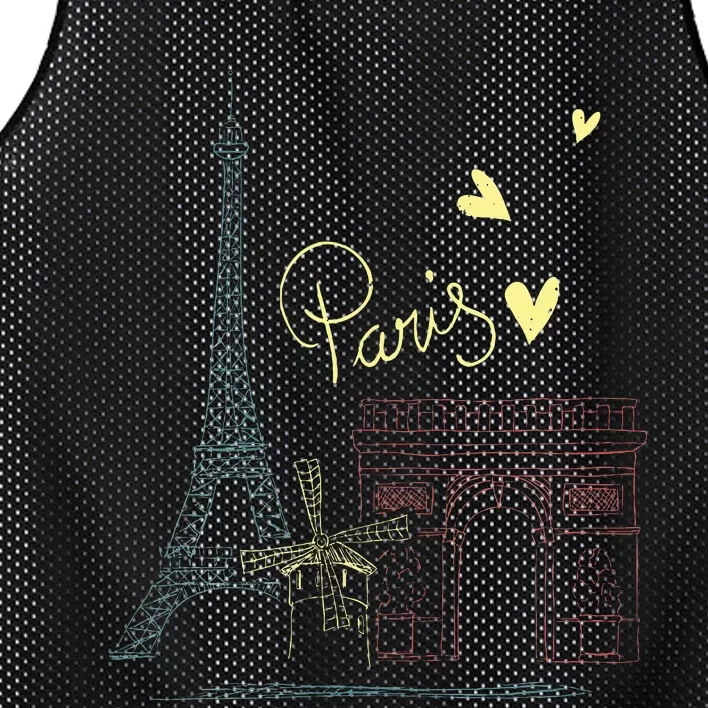 Paris Vacation France Holiday Eiffel Tower Love Paris Mesh Reversible Basketball Jersey Tank