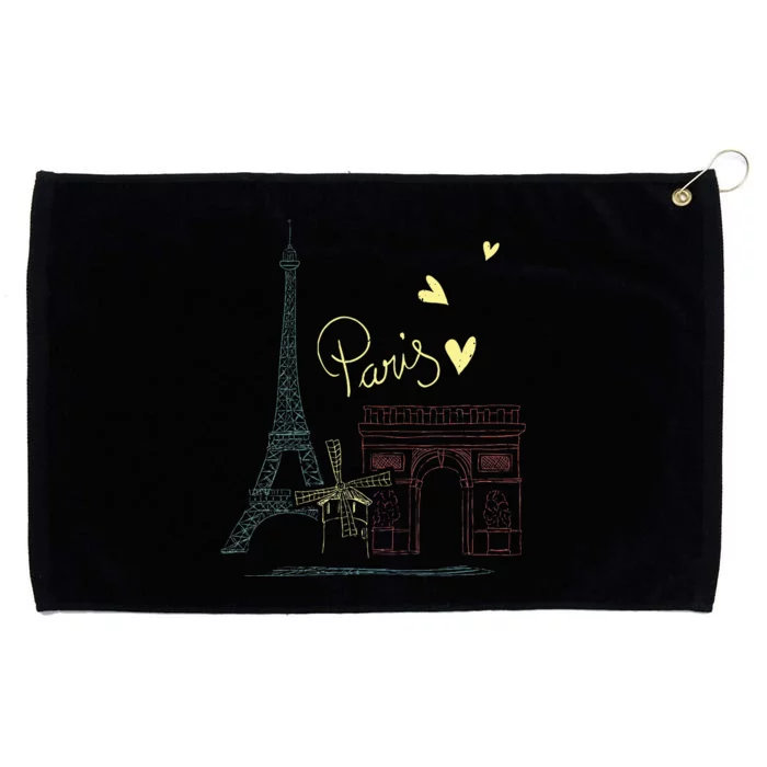 Paris Vacation France Holiday Eiffel Tower Love Paris Grommeted Golf Towel