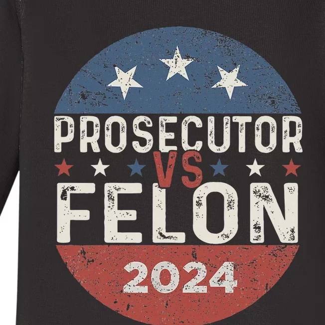 Prosecutor Vs Felon 2024 Retro Stripe Voting Election 2024 Baby Long Sleeve Bodysuit