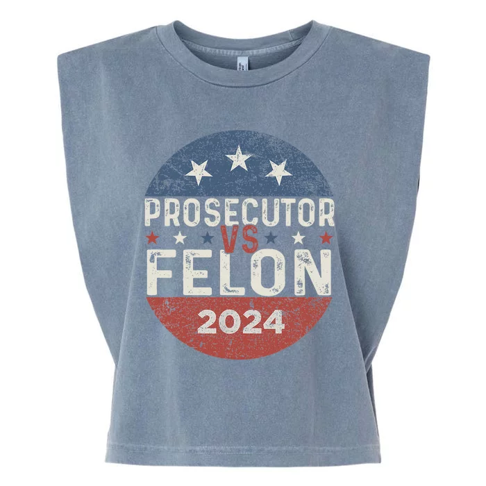 Prosecutor Vs Felon 2024 Retro Stripe Voting Election 2024 Garment-Dyed Women's Muscle Tee