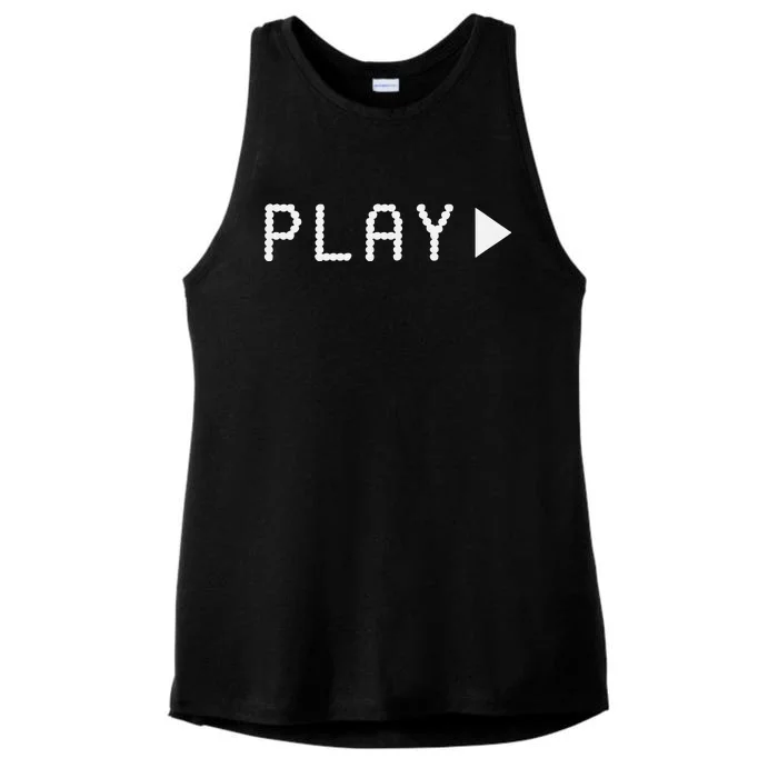 Play Vhs Forward Button Ladies Tri-Blend Wicking Tank