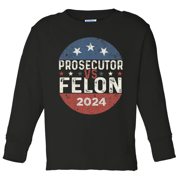 Prosecutor Vs Felon 2024 Retro Stripe Voting Election 2024 Toddler Long Sleeve Shirt