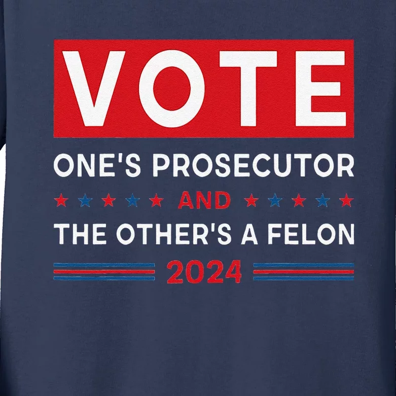 Prosecutor Vs Felon Funny Meme Political Vote Election 2024 Kids Long Sleeve Shirt