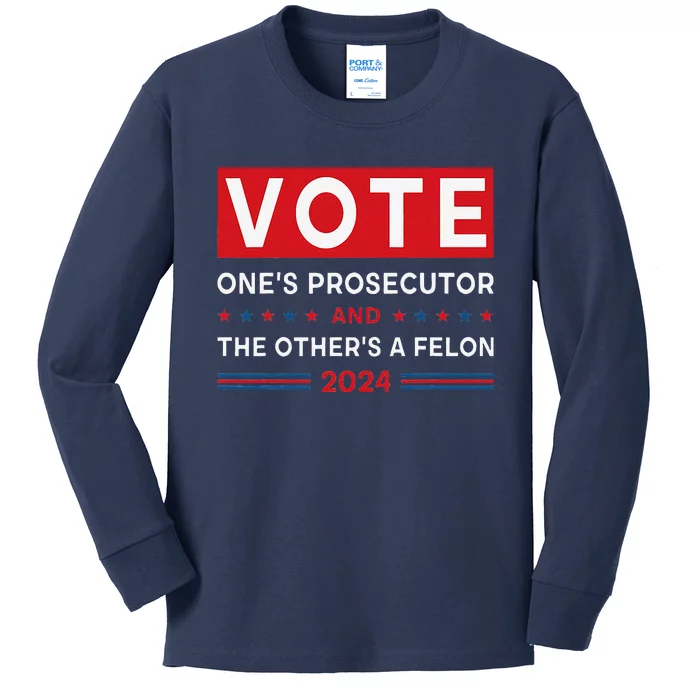 Prosecutor Vs Felon Funny Meme Political Vote Election 2024 Kids Long Sleeve Shirt