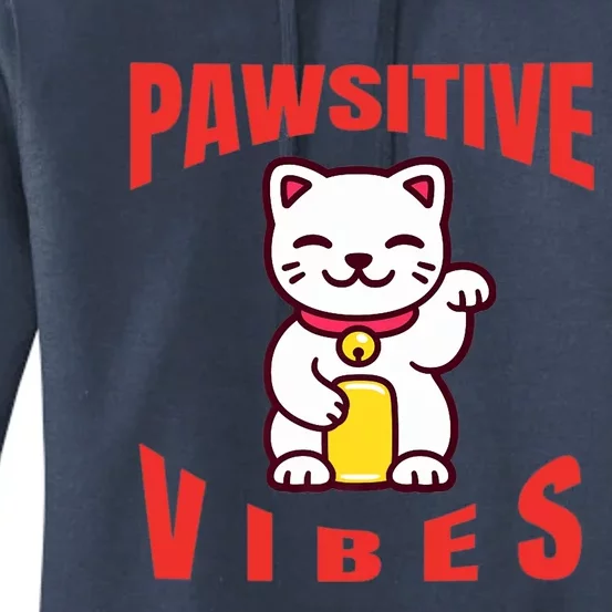 Pawsitive Vibes Funny Cat Japanese Anime Women's Pullover Hoodie