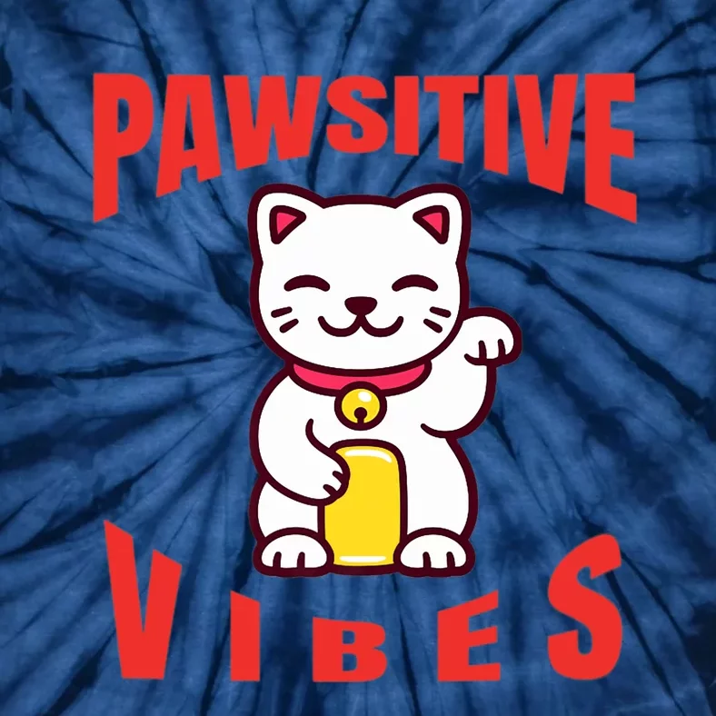 Pawsitive Vibes Funny Cat Japanese Anime Tie-Dye T-Shirt