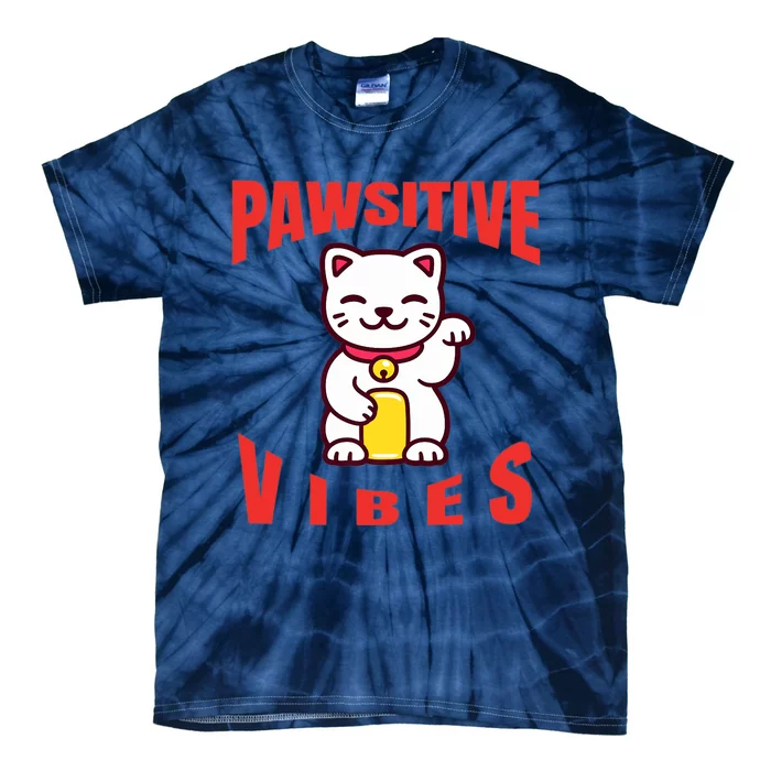 Pawsitive Vibes Funny Cat Japanese Anime Tie-Dye T-Shirt