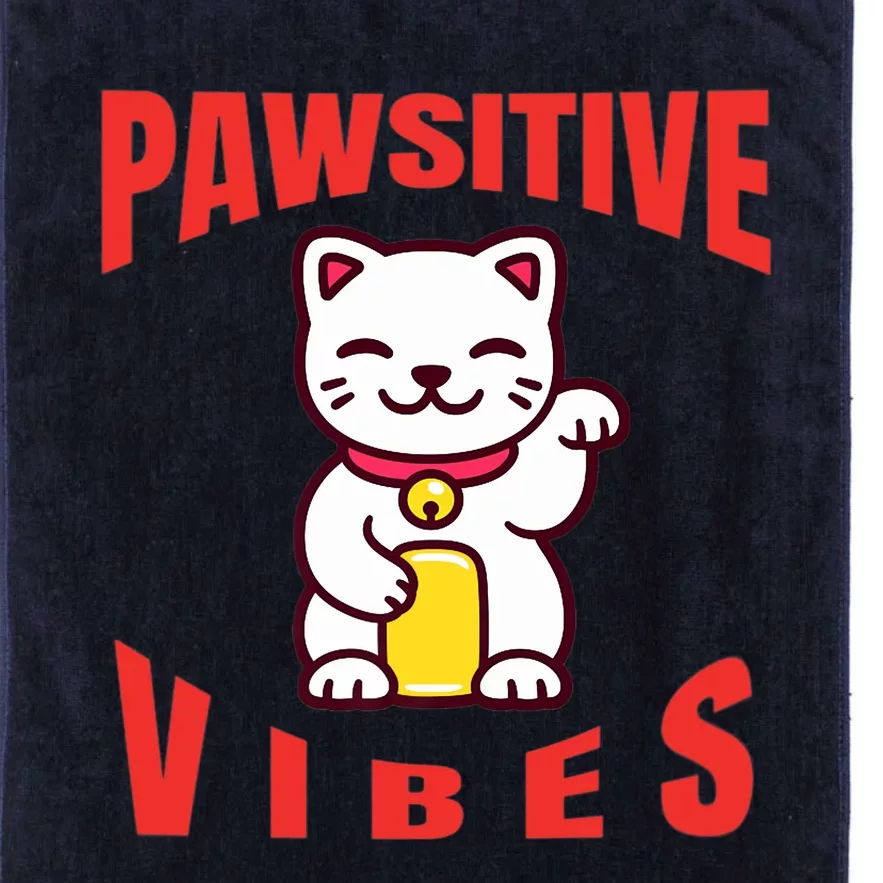 Pawsitive Vibes Funny Cat Japanese Anime Platinum Collection Golf Towel