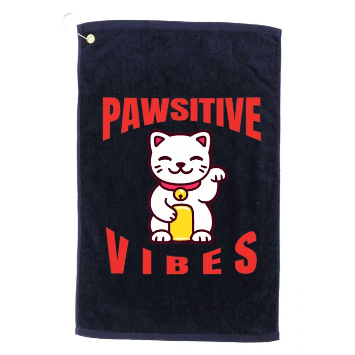 Pawsitive Vibes Funny Cat Japanese Anime Platinum Collection Golf Towel