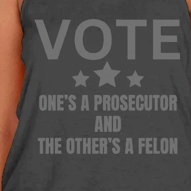 Prosecutor Versus Felon Voter Funny Political Women's Knotted Racerback Tank