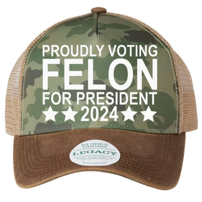 Proudly Voting Felon For President 2024 Legacy Tie Dye Trucker Hat