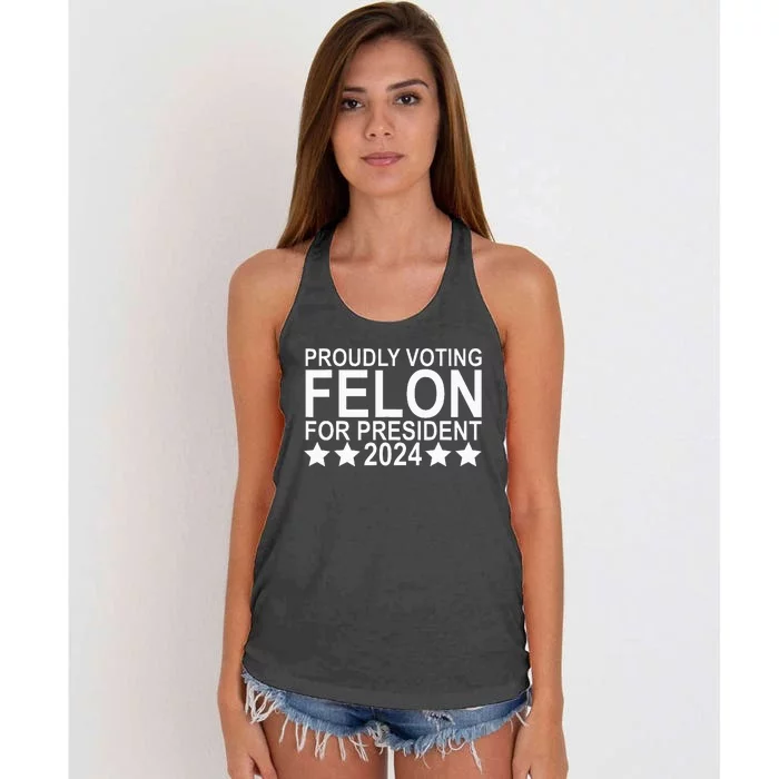 Proudly Voting Felon For President 2024 Women's Knotted Racerback Tank