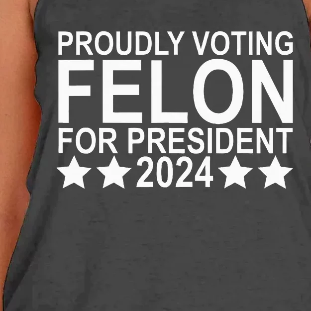 Proudly Voting Felon For President 2024 Women's Knotted Racerback Tank