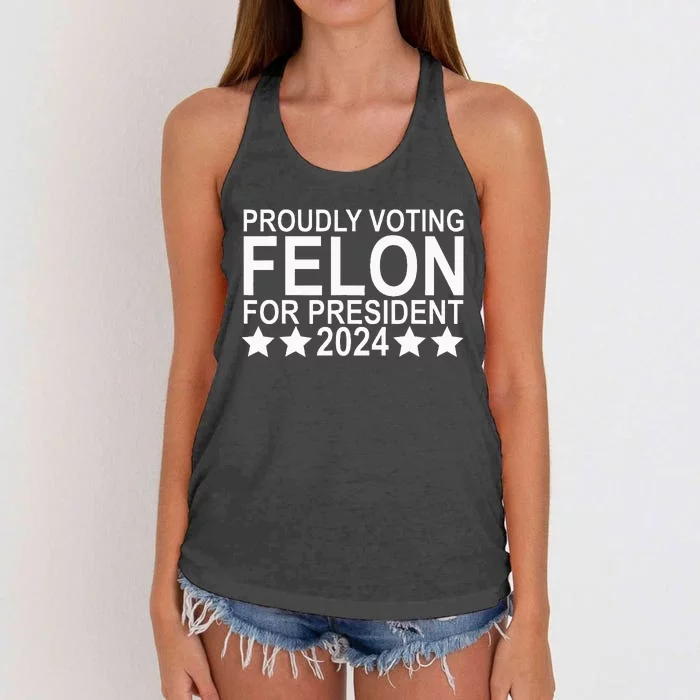 Proudly Voting Felon For President 2024 Women's Knotted Racerback Tank