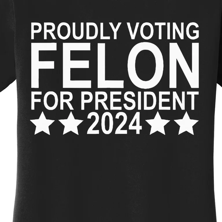 Proudly Voting Felon For President 2024 Women's T-Shirt