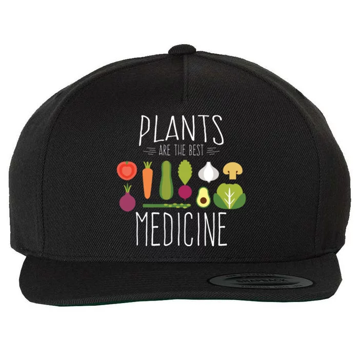 Plants Vegan Funny Vegetables Are Medicine Vegetarian Gifts Wool Snapback Cap