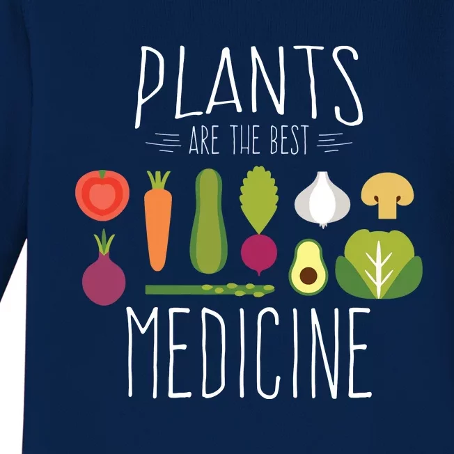 Plants Vegan Funny Vegetables Are Medicine Vegetarian Gifts Baby Long Sleeve Bodysuit