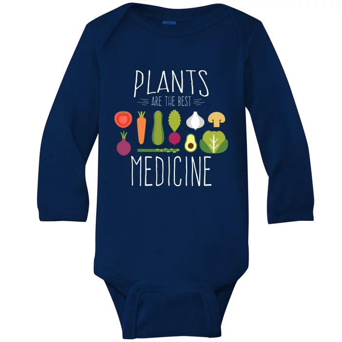 Plants Vegan Funny Vegetables Are Medicine Vegetarian Gifts Baby Long Sleeve Bodysuit