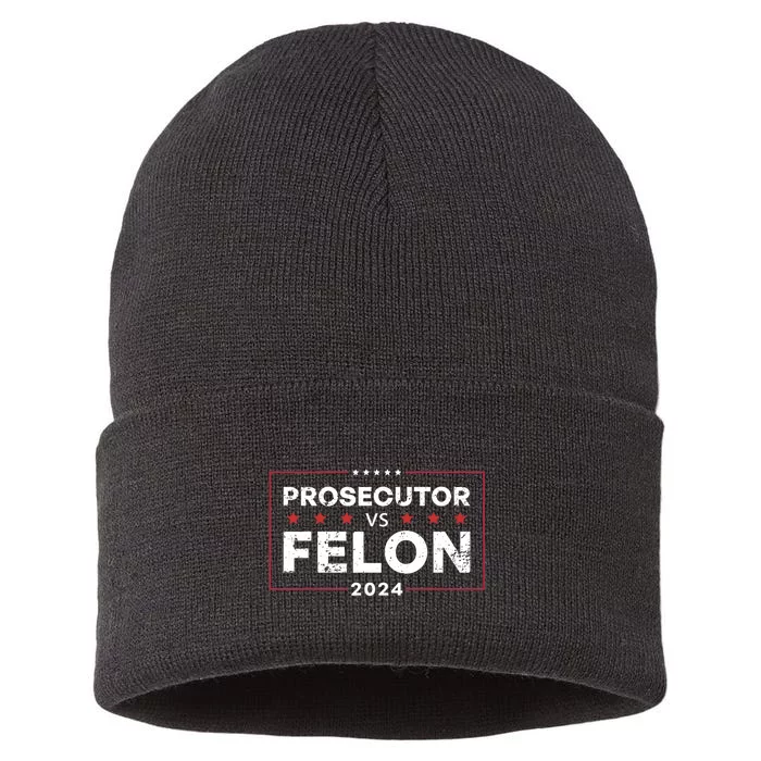 Prosecutor Vs Felon 2024 Funny Voting Election 2024 Sustainable Knit Beanie