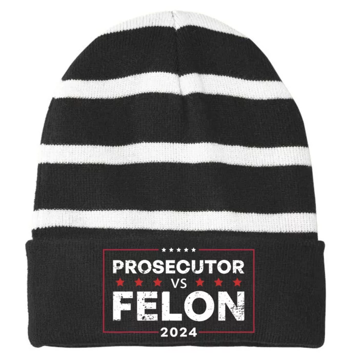 Prosecutor Vs Felon 2024 Funny Voting Election 2024 Striped Beanie with Solid Band