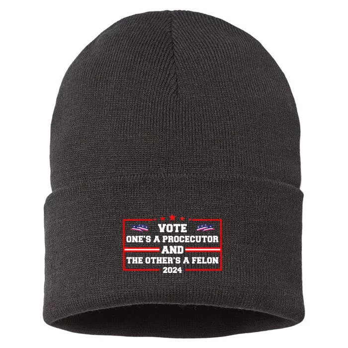 Prosecutor Versus Felon Voter Funny Political Sustainable Knit Beanie