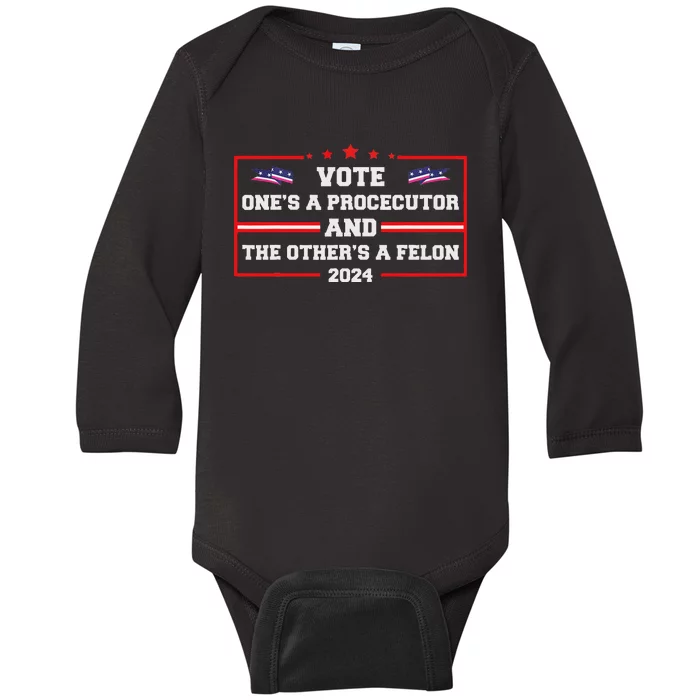 Prosecutor Versus Felon Voter Funny Political Baby Long Sleeve Bodysuit